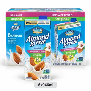 Blue Diamond Almond Breeze Unsweetened Original Almond Milk 6x946ml