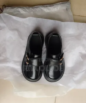 Boys Black School Loafer Gold Buckle Size 27 to 35 -Sango Ota