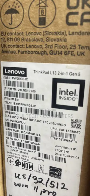 New Laptop Lenovo ThinkPad L13 Yoga 32GB Intel SSD 512GB