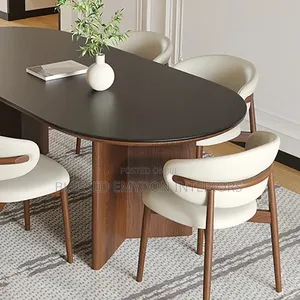 Retro Oval Plank Dining Table Set