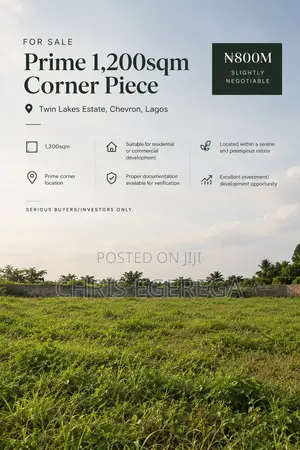 1200sqm Corner Piece of Land for Sale in Twin Lakes Estate, Chevron