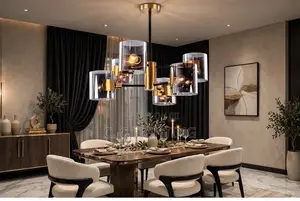 Black Gold Cylinder Chandelier 