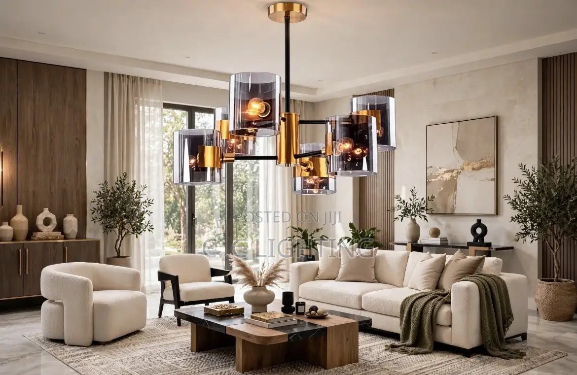 Black Gold Cylinder Chandelier 