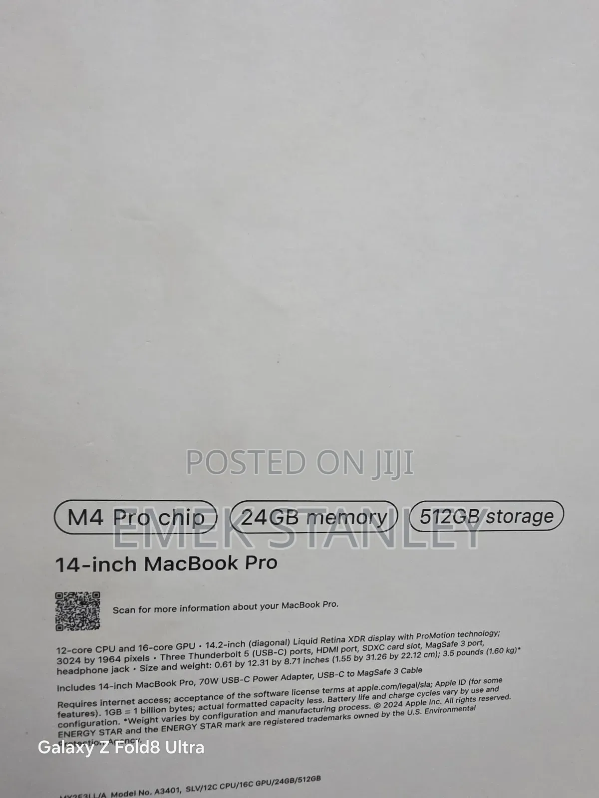 New Laptop Apple MacBook Pro 2024 M4 Pro 24GB Apple M4 Pro SSD 512GB