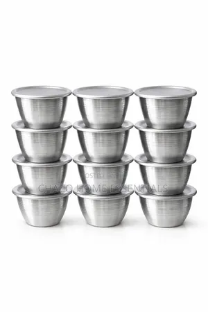 12 Piece Aluminium Moi Moi Steaming Cups/Plates With Lids