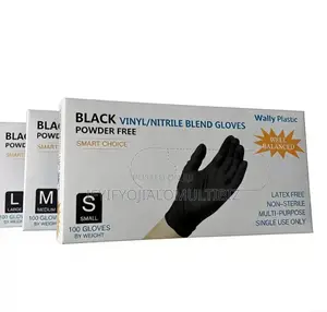 Premium Black Vinyl/Nitrile Blend Gloves, Powder-Free & Latex-Free