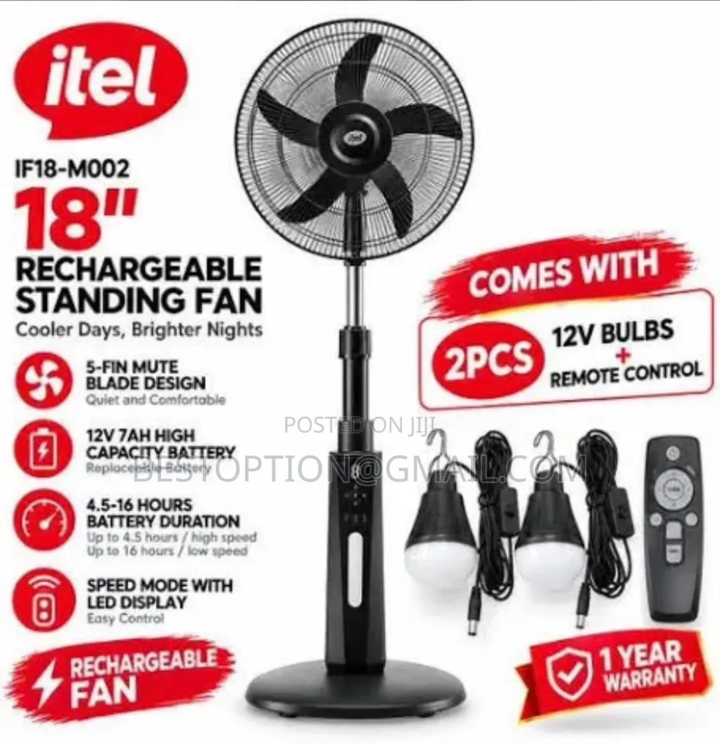 Itel 18" Rechargeable Fan