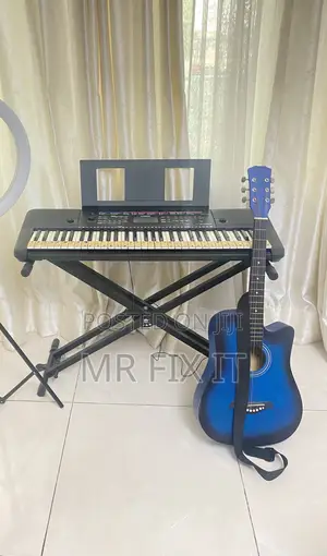 Yamaha PSR-E263 Keyboard With Stand and Guitar