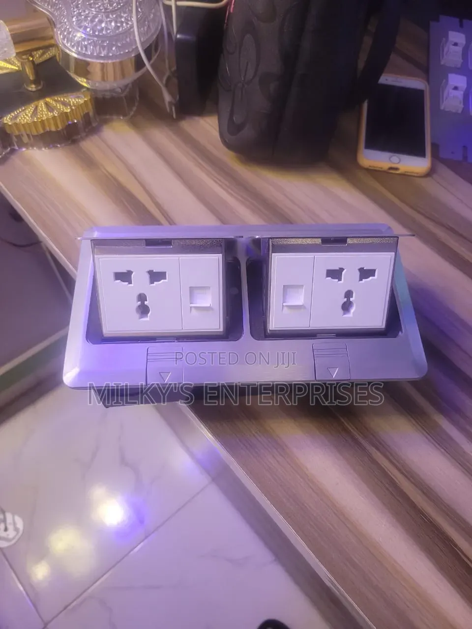 Original Metal Pop Up Floor Box With 2 Multi Socket and 2 Data