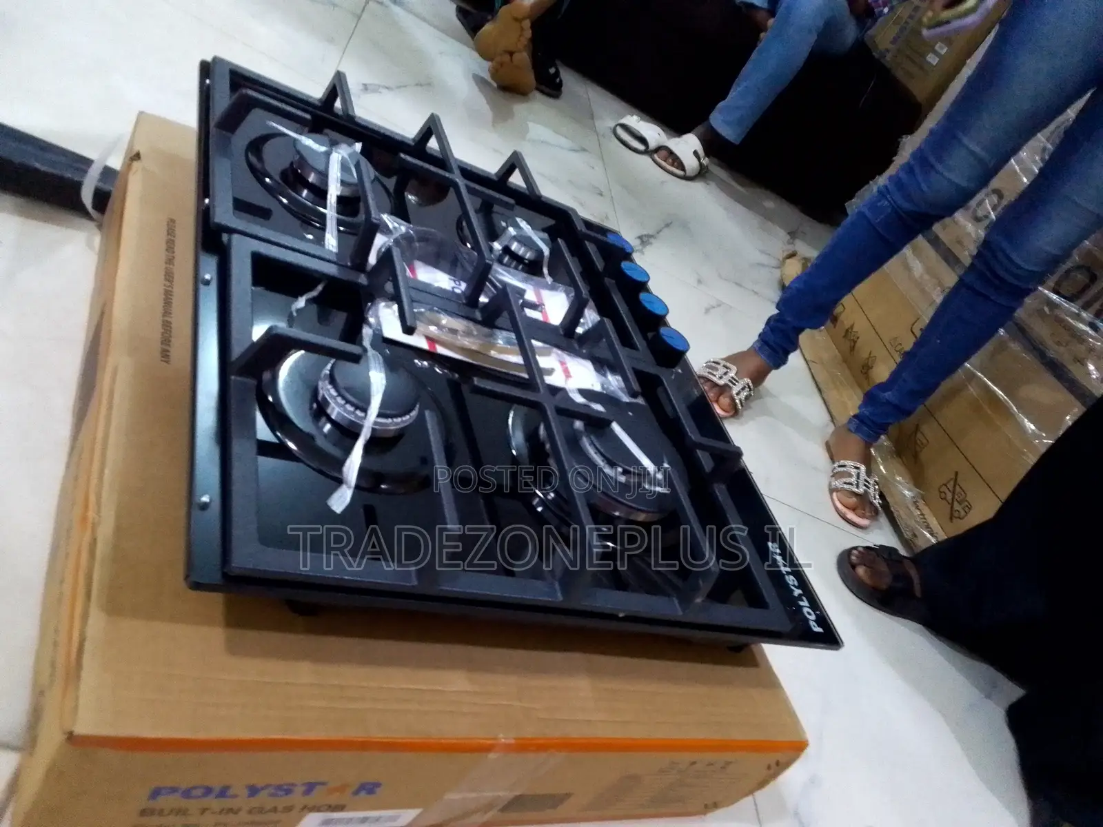 Polystar Built-in Gas Hob 4 Burner Black Glass