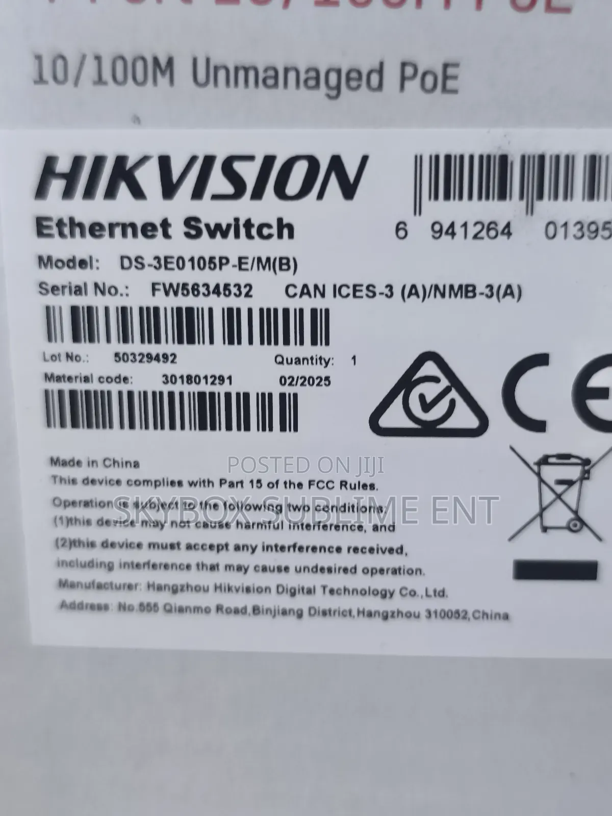 HIKVISION DS-3E0105P-E/M 4 Port PoE 10/100