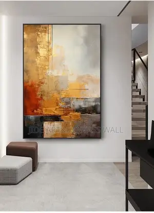 Abstract Canvas Artframe With Touch of Oil Gold on It