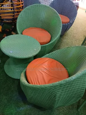 Green Patio Rattan Chair and Table Set 1+2
