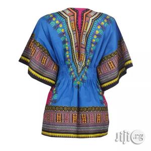 African Print Traditional Danshiki - Blue Yellow