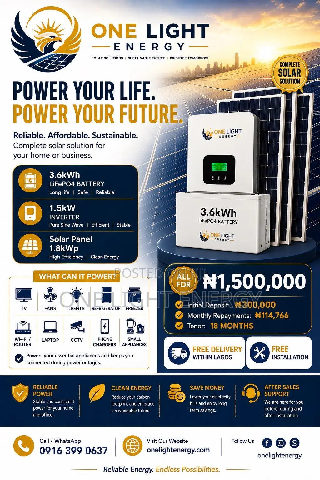 1.5KW 3.6KWH Solar System