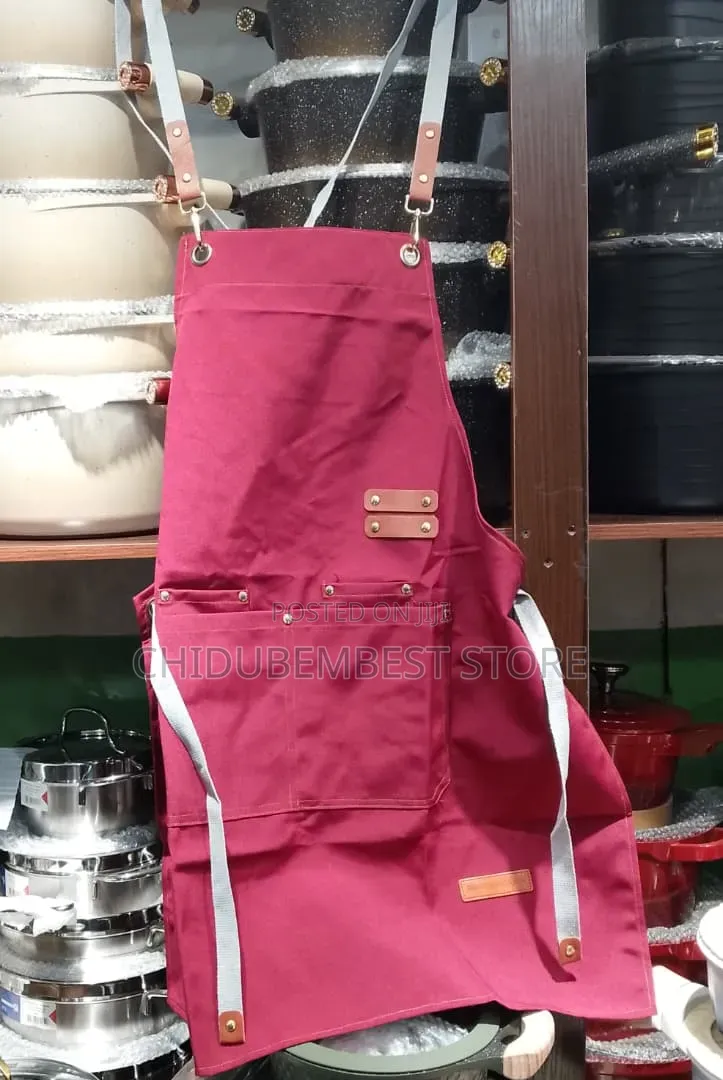 Wine Red Apron With Adjustable Straps