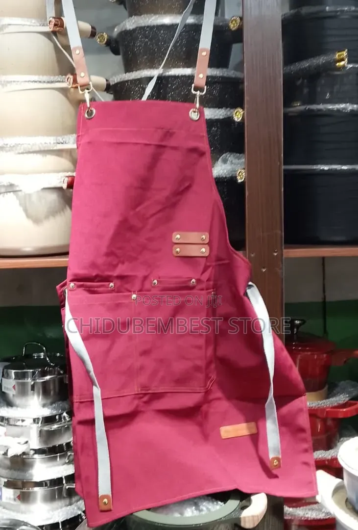 Wine Red Apron With Adjustable Straps