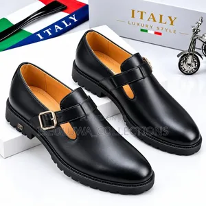 Luxury Black Glossy Buckle Strap Loafers