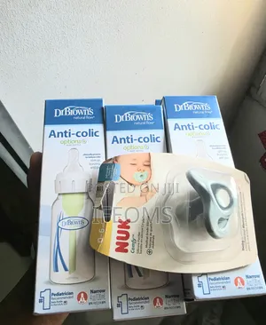 3 Set Dr Browns Anticolic Feeding Bottle -120mls With Nuk Pacifier
