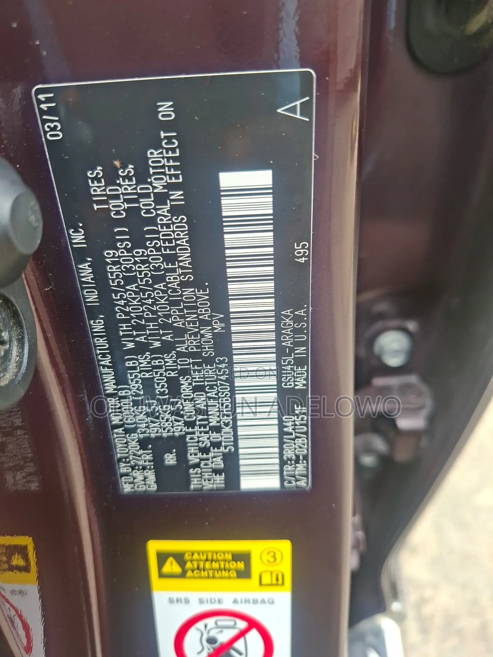 Toyota Highlander Limited 2011 Brown