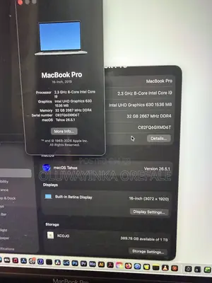 Laptop Apple MacBook Pro 2019 32GB Intel Core i9 SSD 1T