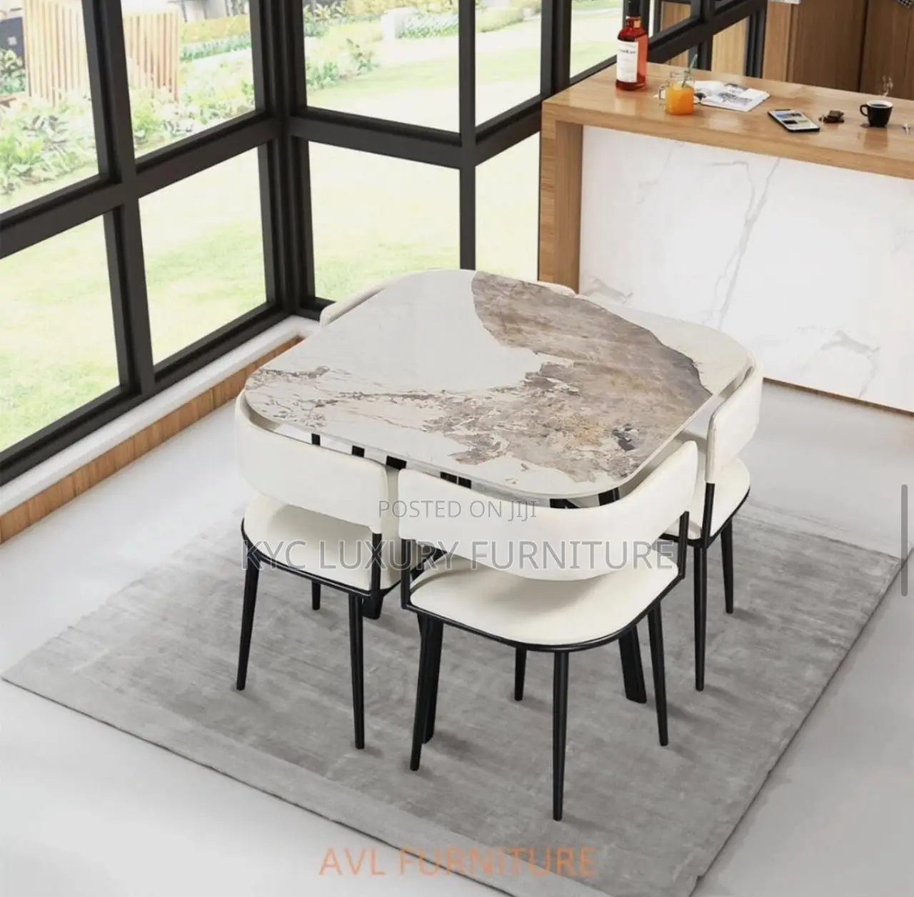 Mini 4 Seaters Marble Dining Set