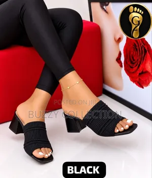 High Quality Low Block Heel Slippers
