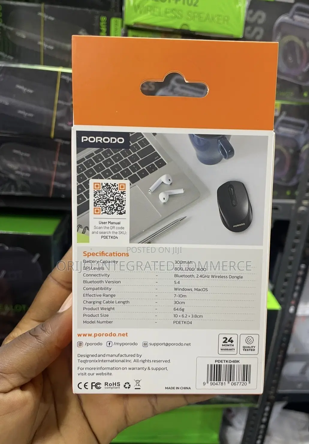 Porodo 1600 Dpi Wireless Mouse Dual Mode