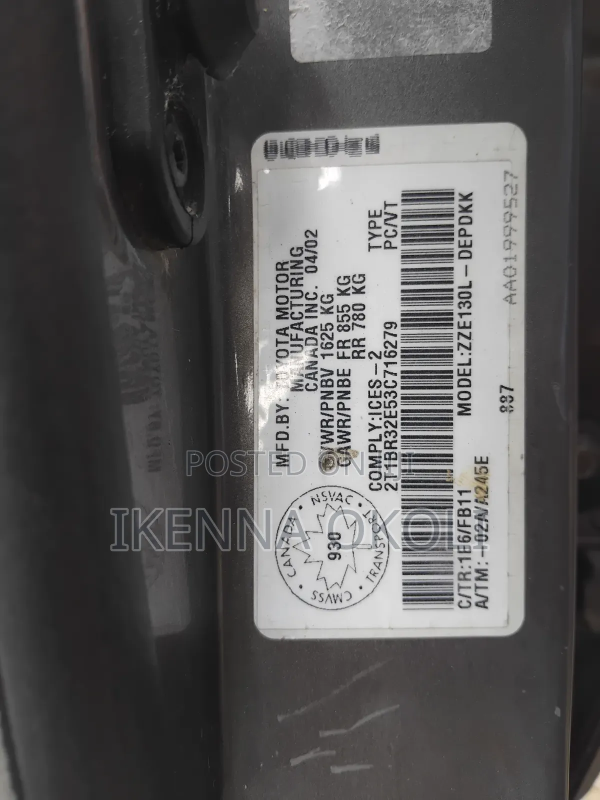 Toyota Corolla 2003 Gray