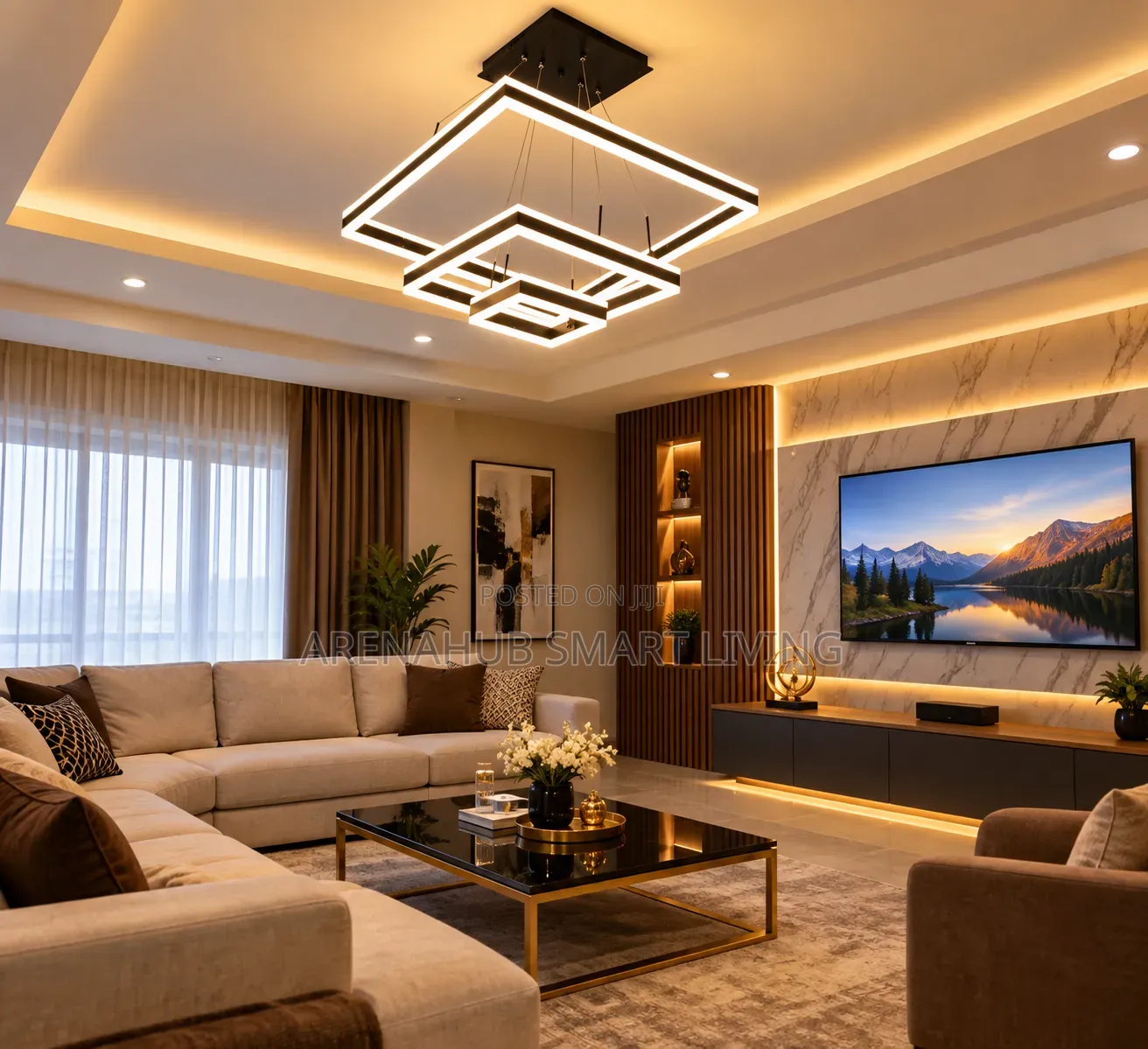 Modern Led Square Pendant Light Dimmable for Bedroom Table Dining