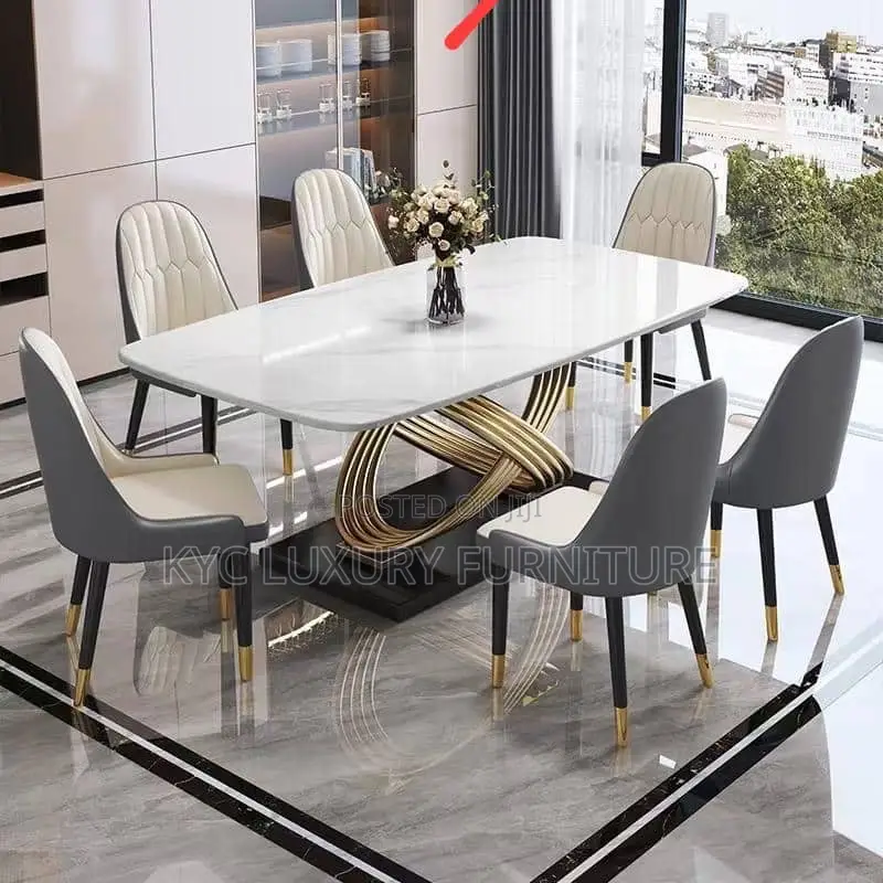 Modern Marble Dining With 6 Chairs