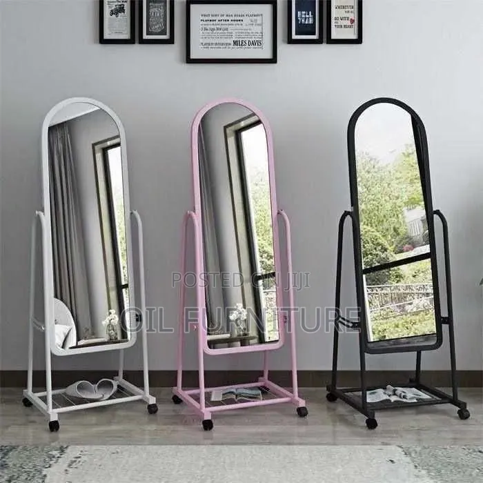 ​Modern Full Length Standing Mirror With Wheels Shoe Shelf