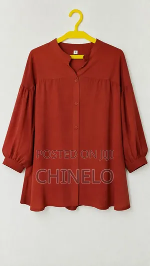 Women’s Rust Orange Oversized Button-Down Blouse
