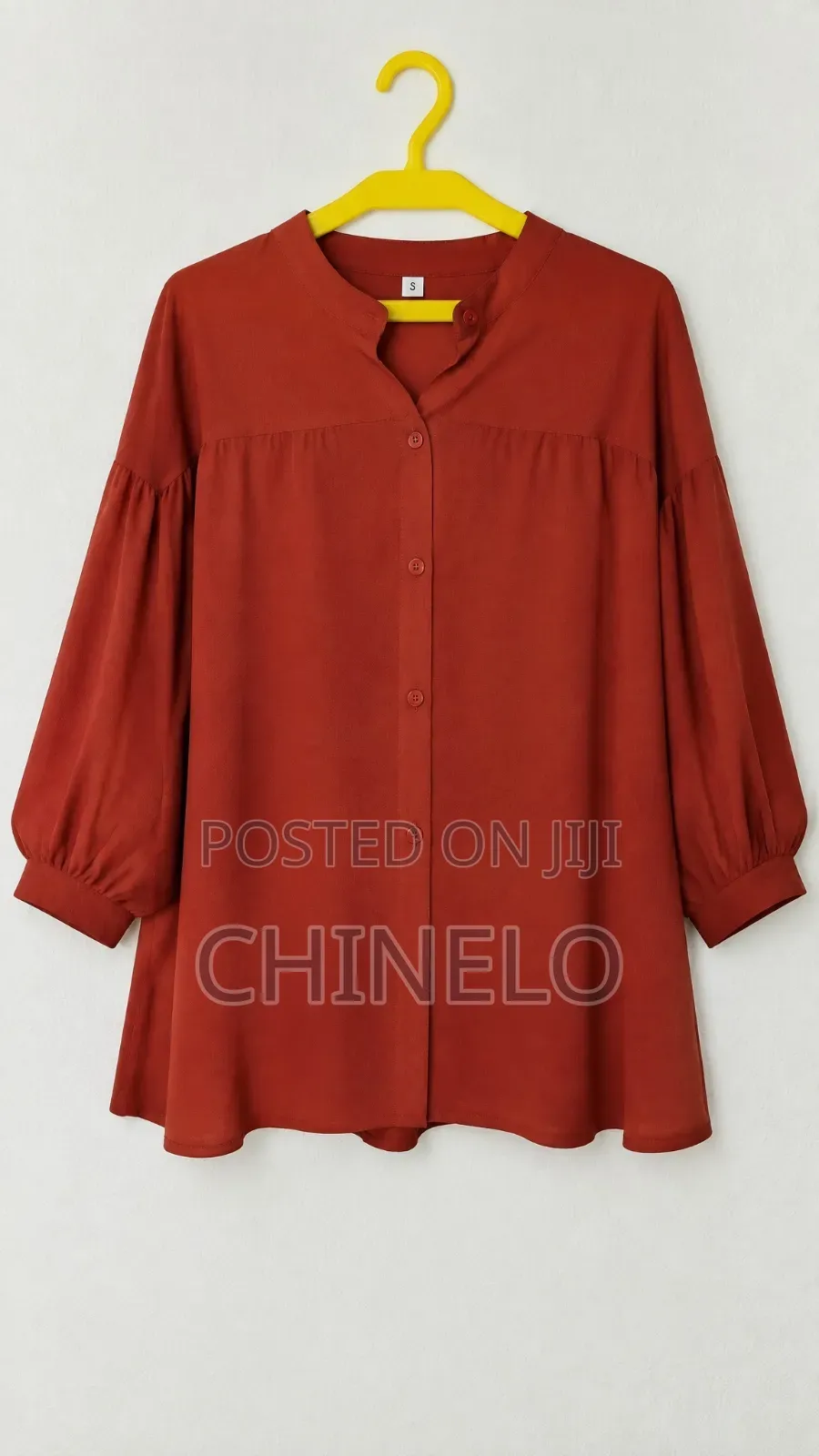 Women’s Rust Orange Oversized Button-Down Blouse