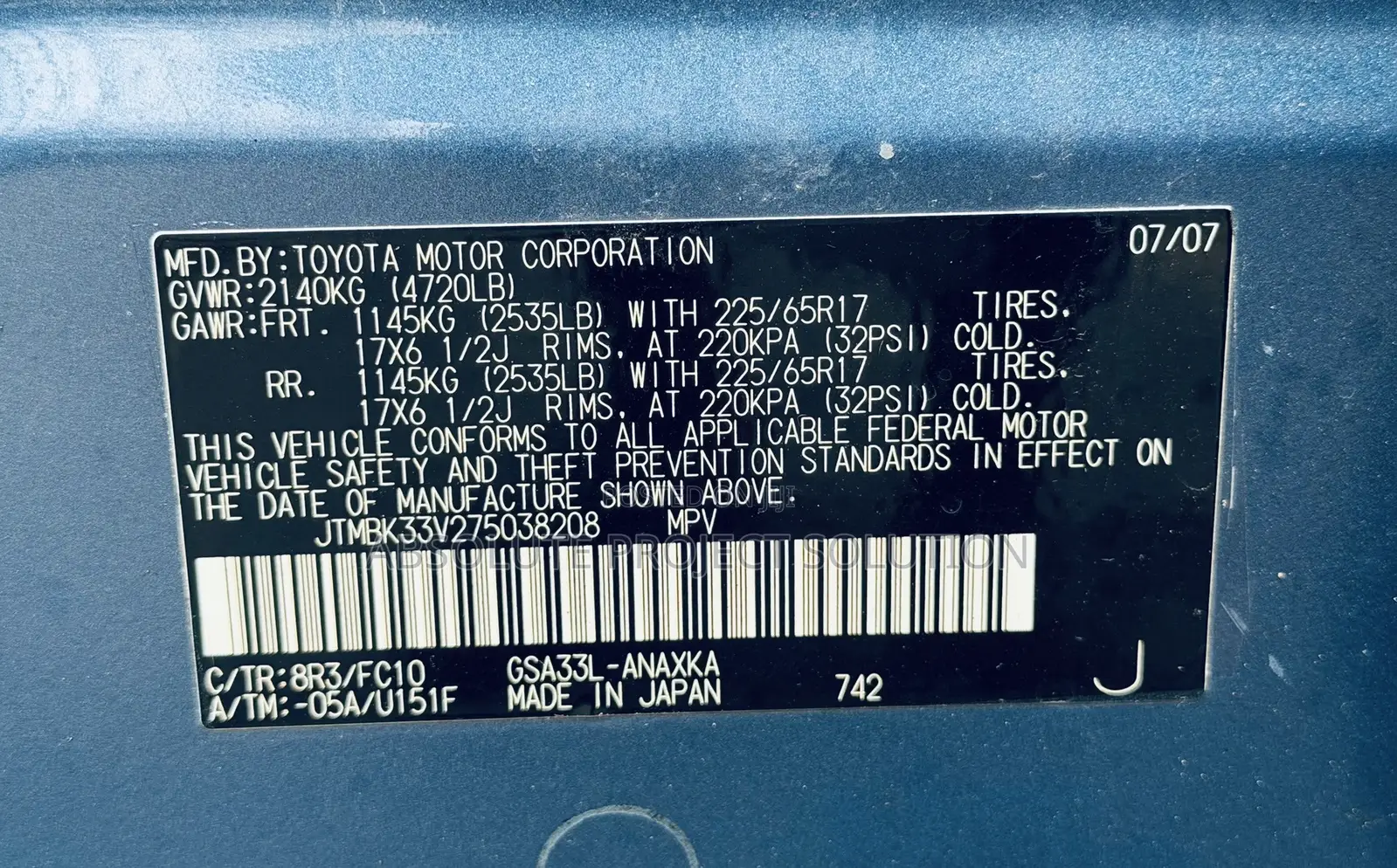 Toyota RAV4 2008 Blue