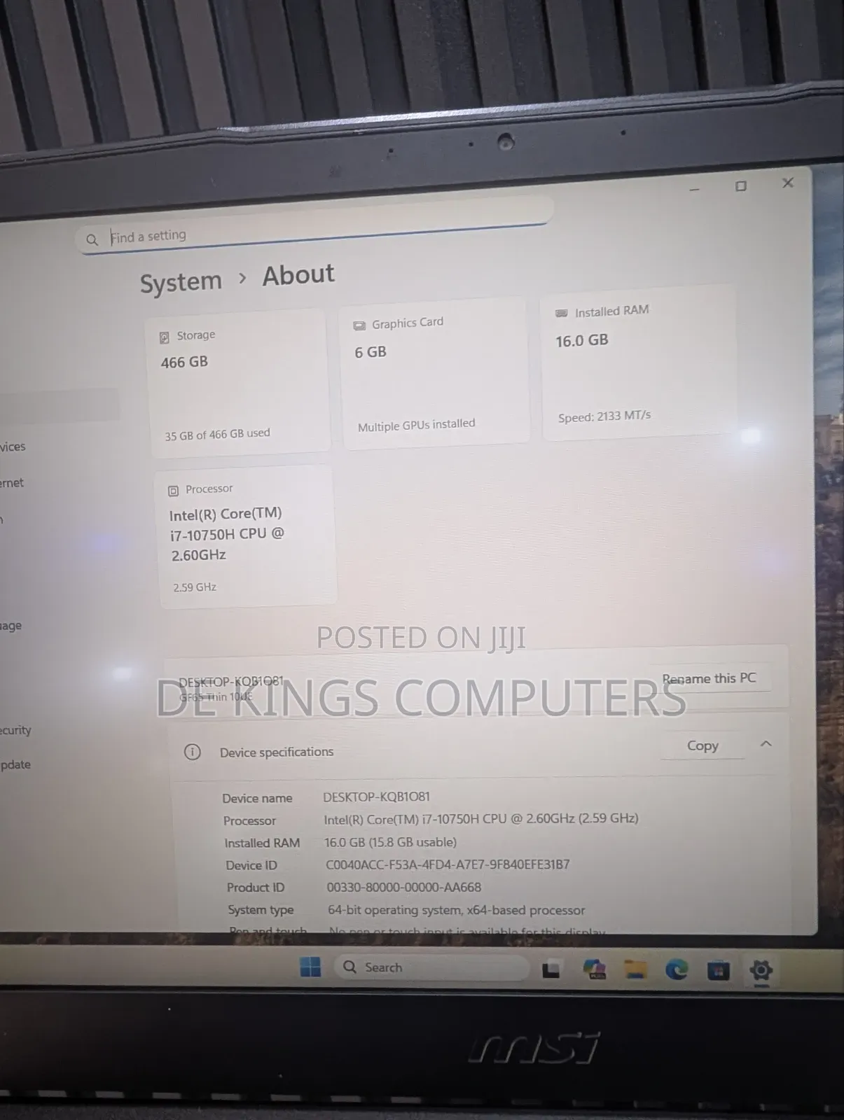 Laptop MSI GF65 Thin 10UE 16GB Intel Core i7 SSD 512GB