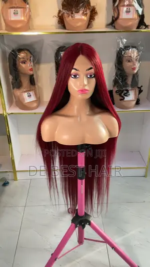 Human Hair Blend With 5*5 Closure 40 Inches With Burgundy Color