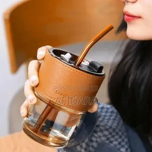 Unique Straw Water Cup Glass Cup With Lid