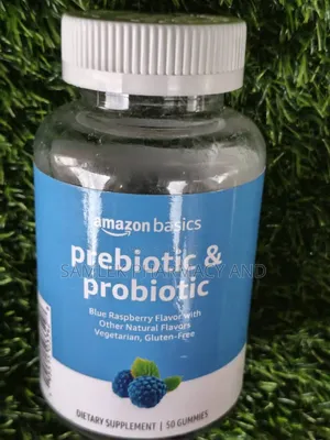Amazon Basics Prebiotic and Probiotic Gummies, 2B CFU, Blue Raspberry