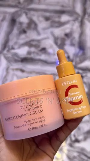 ESTELIN Turmeric Vitamin C Brightening Face Cream and Serum Set