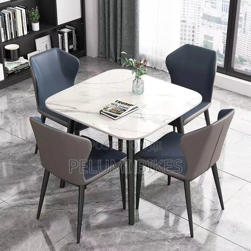 Nordic Imported Slate Dining Table, With 4 Chairs