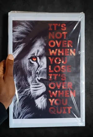 Inspirational Lion "It's Not Over When You Lose" 8x12 Framed Wall Art