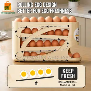 Automatic Rolling Egg Holder for Fridge – 30Egg Space-Saving Dispenser
