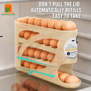 Automatic Rolling Egg Holder for Fridge – 30Egg Space-Saving Dispenser