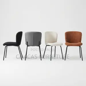 Modern Textured Fabric Accent Dining Chair With Black Metal Legs