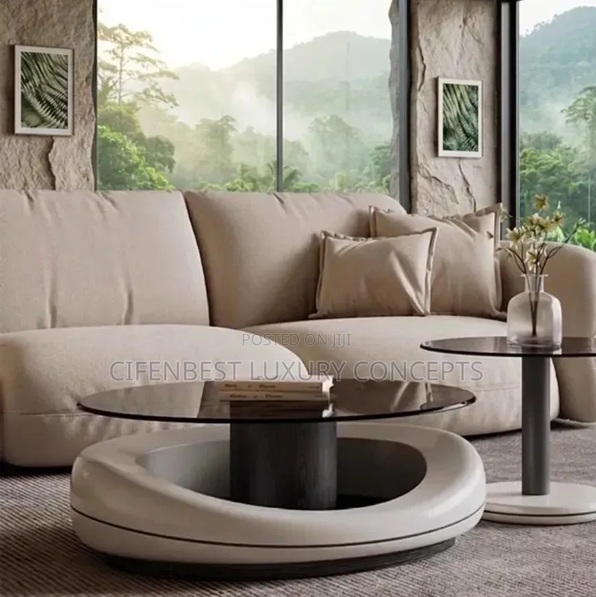 Round Glass-Top Centre Table Plus Mini Round Table