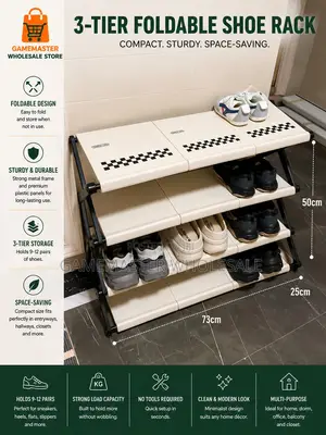 4-Tier Foldable Storage Shelf Multipurpose Organizer for Home Office