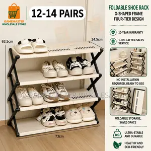 4-Tier Foldable Storage Shelf Multipurpose Organizer for Home Office