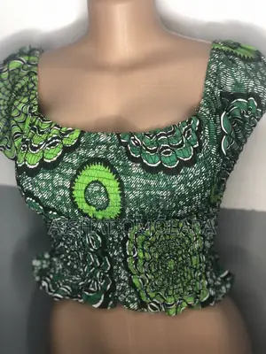 Ankara Smocked Top Green Pattern Free Sizes Blouse