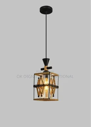 Modern Decorative Pendant Light – Black Metal Cage Ceiling Lamp